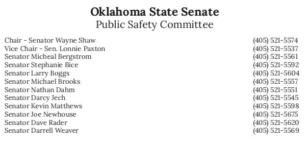 Oklahoma State Senate Public Safety Committee