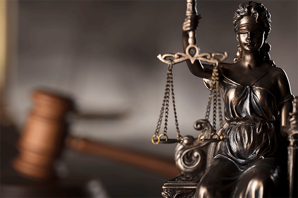 Closeup of the statue of justice