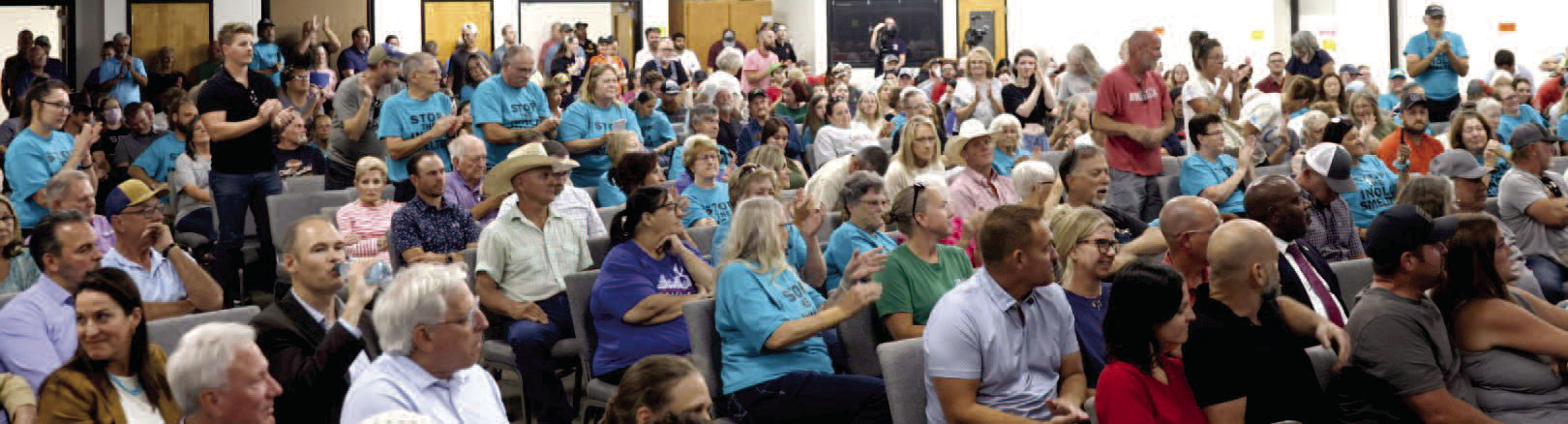 A packed crowd gathered in Inola last week to discuss the pros and cons of a proposed $4 billion aluminum smelter that would be built at the Port of Inola. Caden Cooper | Southwest Ledger