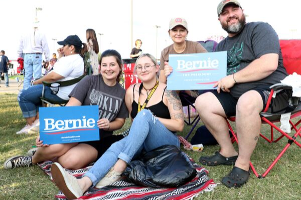 Southwest Ledger photo by JJ Francais,  Steven Biles and his family attended the annual Comanche Nation Fair Sunday, Sept. 22, 2019. They were among many of the attendees who brought signs from the 2016 campaign.