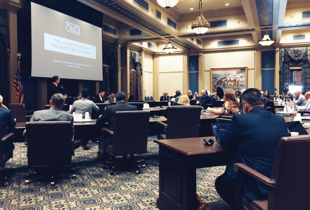 Carter Kimble, Deputy Secretary of Health for Gov. Kevin Stitt, speaks during a joint legislative meeting on health care last week at the state Capitol.
