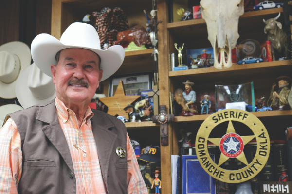 Surrounded by shelves stacked with gifts, gadgets and trinkets and walls lined with art and photographs, Co- manche County Sheriff Kenny Stradley said he's honored that people in the community think of him when they decide to bring him a little piece of themselves.