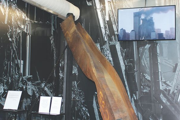 This 3000-pound steel I-beam was once part of one of the tallest skyscrapers in the world. Given to the General Tommy Franks Leadership Institute and Museum by the Port Authority of New York and New Jersey, the interior floor brace serves as a solemn reminder of the terrorist attacks of 9/11.