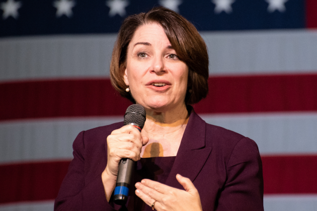 Ledger photo by Michael Duncan Presidential candidate Sen. Amy Klobuchar speaks during a rally at the Will Rogers Theatre Special Events Venue in Oklahoma City Sunday.