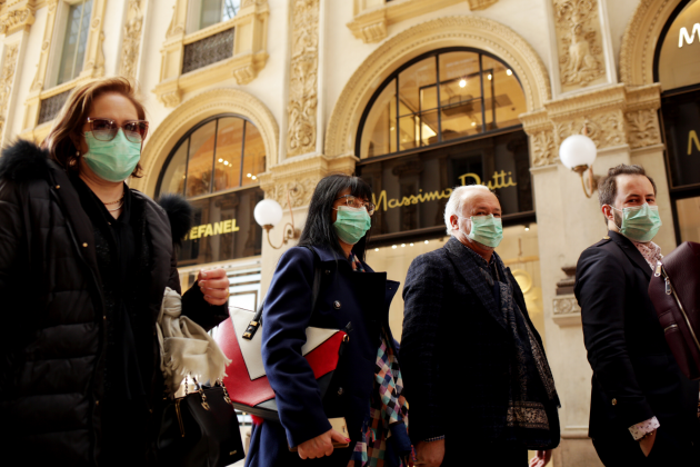 Photo provided: Tourist wear face masks at Wiktor Emanuel II Gallery in Milan, Italy in February.