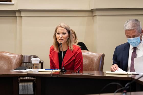 State Sen. Carri Hicks, D-Oklahoma City, addresses the Senate Business, Commerce and Tourism Committee during her interim study Tuesday to learn why Oklahomans are not returning to work.  Ledger photo by Tim Farley