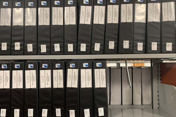 This 2016 copy of the Oklahoma Administrative Code, comprising 21 three-ring binders, was on shelves in the Chickasaw Nation Law Library at the Oklahoma City University School of Law in January 2020.