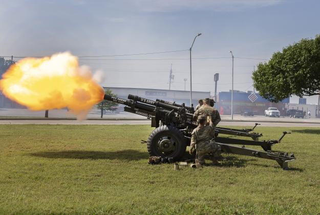 Fort Sill artillery soldiers fire off the cannons during Saturday’s Armed Force Day celebration in Lawton.HUGH SCOTT JR. | SOUTHWEST LEDGER