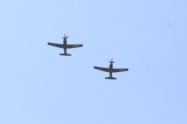 Planes from Sheppard Air Force Base in Wichita Falls, Texas, fly over the Armed Forces Day celebration. HUGH SCOTT JR. | SOUTHWEST LEDGER
