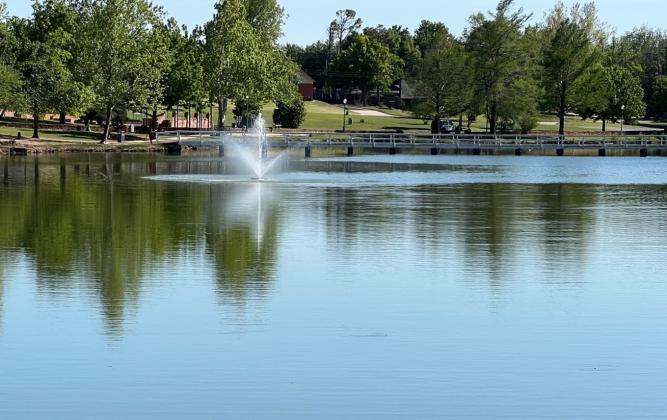 A federal grant will finance most of the cost of constructing new trails throughout Chickasha’s 50-acre Shannon Springs Park, and performing erosion control measures around the 4.5-acre pond in the park. If sufficient funds are available, additional lighting will be installed, too. MIKE W. RAY | SOUTHWEST LEDGER
