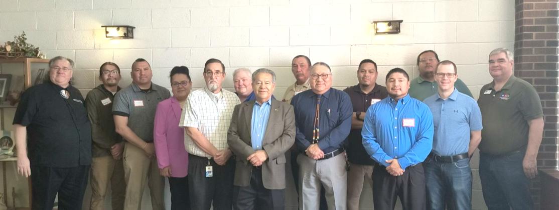 Kiowa Tribal Chairman Lawrence Spottedbird meets with students and staff at RNT's first cybersecurity class earlier this month. The 16-week course better prepares students for careers in information technology, security and cybersecurity. PROVIDED