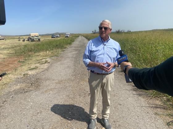 U.S. Sen. Roger Wicker (R-Mississippi) speaks to reporters following a tour of Fort Sill on Friday. ERIS SWANSON | SOUTHWEST LEDGER