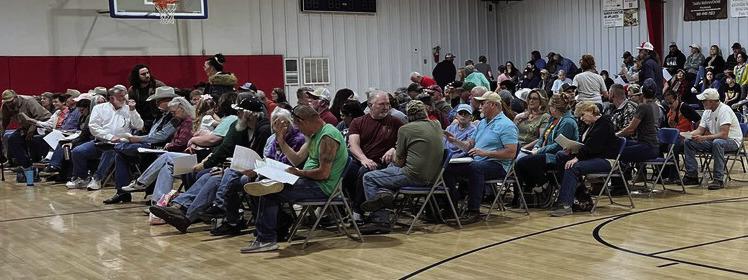At least 200 residents of southeastern Oklahoma attended a meeting in Albion on March 17. Mike W. Ray | Southwest Ledger