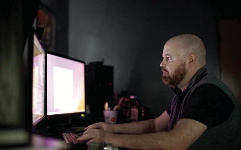 Brent Fuchs | Oklahoma Watch Oklahoma City filmmaker and co-worker of Boiling Point Media, Ryan Bellgardt, words on a project on April, 8, 2026.