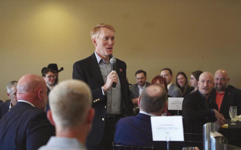 U.S. Sen. James Lankford speaks during a Wednesday luncheon hosted by the Lawton Fort Sill Chamber of Commerce at the Lawton Country Club. Ashley Payne | Southwest Ledger