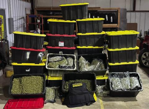 More than 3,600 untagged marijuana plants, 430 pounds of finished marijuana and more than 1,000 pounds of marijuana flower “mix” were seized, and five people were arrested – including three Chinese nationals in the U.S. illegally – during a recent raid on a marijuana grow operation near Blanchard by the Grady County Sheriff’s Office and the Oklahoma Medical Marijuana Authority. Grady County Sheriff’s Office
