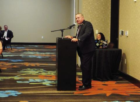 Eric Swanson | Southwest Ledger Lawton Public Schools Superintendent Kevin Hime addresses the audience during the Lawton Fort Sill Chamber of Commerce’s State of Education luncheon, which took place Aug. 5 at the Hilton Garden Inn.