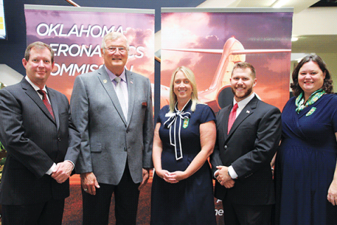 Pictured are OAC Commissioner Jerry Hunter, OAC Commissioner Jim Putnam, Melissa Pepper, Girl Scouts of Western Oklahoma, OAC’s Adam Fox, Aerospace and Aviation Education Coordinator, and Shannon Evers, Girl Scouts of Western Oklahoma. Thirty-nine different entities were awarded Aerospace and Aviation Education Program grants totaling over $299,235. The Girl Scouts of Western Oklahoma received a $15,000 grant.