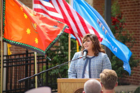 Photo Provided: Cherokee Nation Vice President of Government Relations Kim Teehee speaks on how honored she is to be nominated by Principal Chief Chuck Hoskin Jr. as the first ever nominee to represent the tribe as a delegate in U.S. Congress.