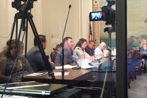 Southwest Ledger photo by M. Scott Carter         Clint Castleberry, center, Director of Health Services for the Department of Corrections, speaks to the Legislature’s Health Care Working Group Wednesday, Aug. 21.