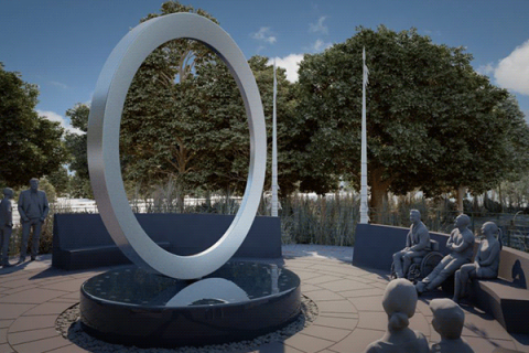 A rendering of the National Native American Veterans Memorial to be installed on the National Mall near the Smithsonian National Museum of the American Indian. Illustration by Harvey Pratt