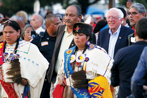 Southwest Ledger photo by JJ Francais,   Democratic presidential hopeful Bernie Sanders is shown at the 28th Annual Comanche Nation Fair in Lawton on Sunday, Sept. 23. Earlier in the day, he spoke at a rally in Norman. Oklahoma Democrats gave Sanders the nod in the 2016 Democratic Primary over Hillary Clinton. This was Sanders’ first visit to the Sooner State during the 2020 presidential campaign. 