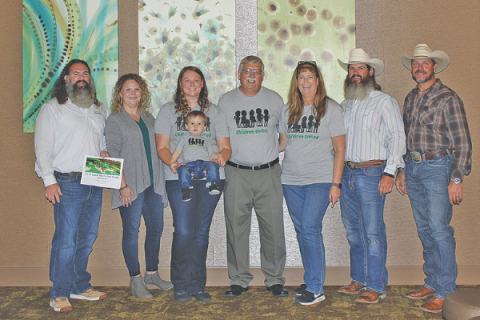 Children United Southwest Oklahoma founder Joe Chesko and Lawton Enhancement Trust Authority’s Barry Ezerski gave updates on plans to build an all-inclusive playground for children with special needs. Pictured left to right are: Mike Erwin, Heather Harp, Juli-Ann Chesko, Robert Baba IV, Joe Chesko, Cindy Chesko, Matthew Erwin and Al Komesheck.