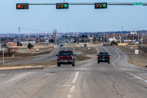 Motorists travel along Lee Boulevard through the intersection with SW 82nd Street in Lawton. Ledger photo by Curtis Awbrey