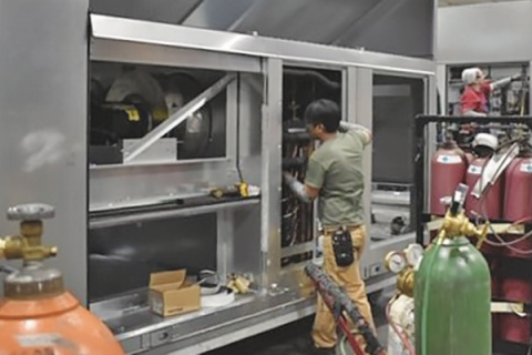 Employees at AAON in Tulsa built 44 50-ton HVAC units for a temporary hospital Stony Brook, N.Y.