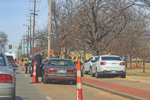 Photo provided Police officers question a motorist pulled over on S. Peoria Avenue near 21st Street in Tulsa