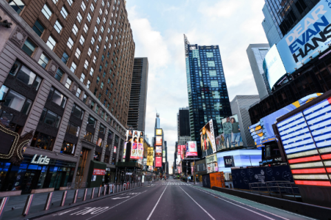 An abandoned Times Square in New York City in March.