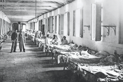 A men’s ward inside a yellow fever hospital in Havana, Cuba.