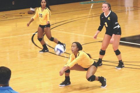 Ledger file photo by Lee Ann DeSilver The Cameron University volleyball team in a match against Southwest Oklahoma State University last August.