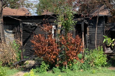 This burned house in the 1200 block of SW “I” Ave. is owned by three Lawton residents, records show. Ledger photo
