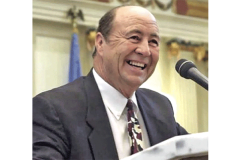 Jim Glover speaks in the House Chamber at the Oklahoma state Capitol.