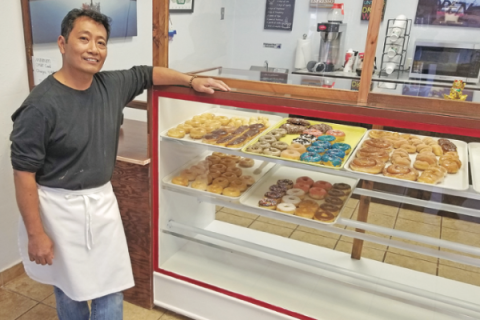 Owner Kyle Pich stands next to a counter at Ross Donuts, 1807 W. Gore Blvd. in Lawton.