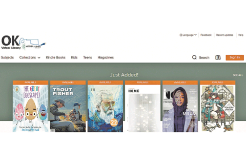 The landing page of the OK Virtual Library website.