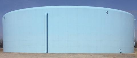Several million gallons of treated water leaked out of Lawton’s huge storage tank at 67th and Cache Road last month when air relief valves froze.  Ledger photo by David B. Hale