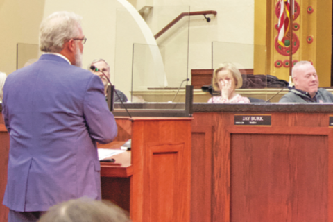 LEDGER PHOTO BY CARL LEWIS Lawton City Council members hear a progress report on the FISTA Trust Authority’s efforts to recruit defense contractors during a council meeting Tuesday.