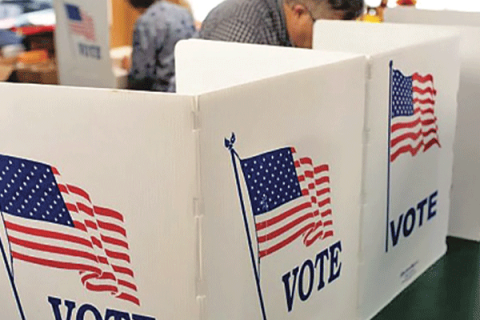 Whitney Bryen/ Oklahoma Watch, File Voters cast ballots at the McClain County Election Board in Purcell