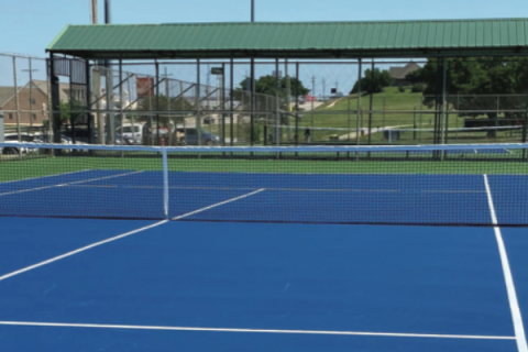LEDGER PHOTOS BY KYLETTA RAY This is one of the eight tennis courts at Greer Park in Lawton that received a facelift in a $320,000 CIP project.