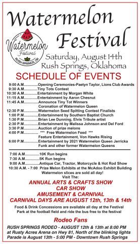 Rush Springs Watermelon Festival Schedule