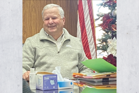 Board of Comanche County Commissioners Chairman Alvin Cargill prepares for Monday’s meeting at the Comanche County Courthouse. Following a closed session, the commission said it needed more information before acting on negotiations of premium pay for certain county employees. ERIC SWANSON/LEDGER PHOTO