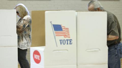 Voters cast their ballots Tuesday at a Tulsa polling place in Oklahoma's Primary Election. Southwest Ledger photo by Rip Stell.