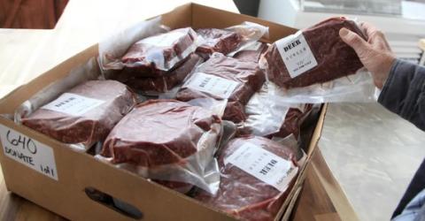 These are examples of the 2-pound packages of venison donated annually to food pantries across the state.  Photo by Kelly Bostian, courtesy of the Okla. Dept. of Wildlife Conservation