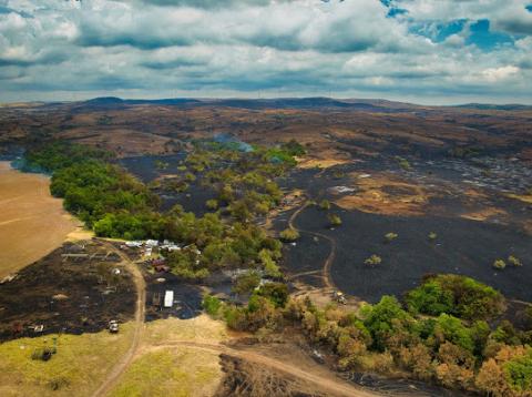 A drone photo shows acres burned from fires in Comanche County. GW Aerial Photography/Courtesy 