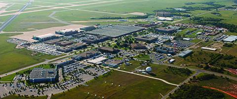 The Mike Monroney Aeronautical Center has more than 130 buildings on 1,100 acres in Oklahoma City, and employs more than 6,300 people.  FAA photo