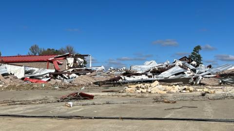 The destruction of Trinity Baptist Church eliminated one of the county’s larger voting precincts. (Ledger photo by Kyletta Ray)