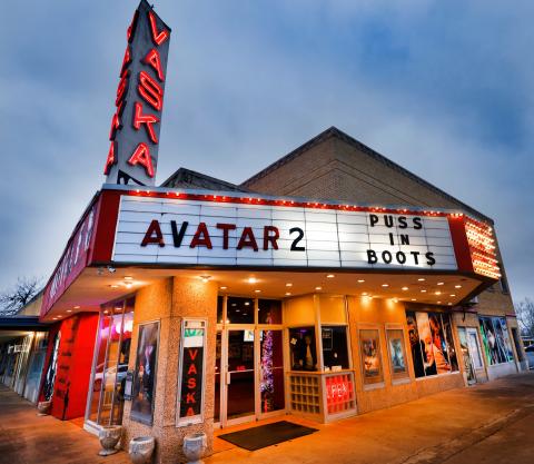 The marquee for the Vaska Theatre in Lawton is shown Dec. 20. RIP STELL | SOUTHWEST LEDGER