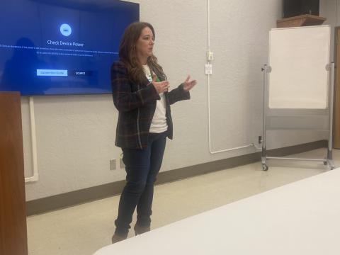 Michelle Tilley, campaign director for Yes on 820, speaks during a town hall meeting Jan. 18 in Lawton. Tilley provided an overview of State Question 820, which would legalize recreational marijuana in Oklahoma, ahead of a March 7 vote on the issue. ERIC SWANSON | SOUTHWEST CHRONICLE